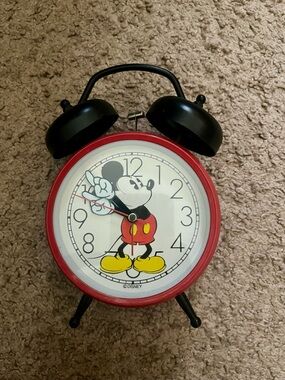 Disney Mickey Mouse Red and Black Retro Alarm Clock Decoration Only